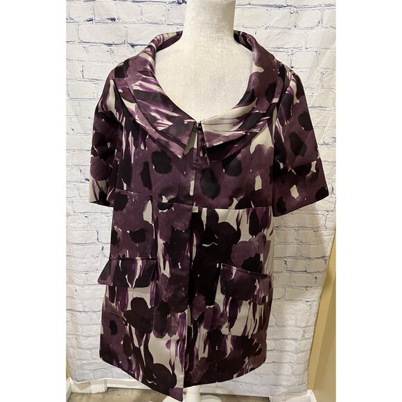 Simply Vera Wang Tunic jacket shiny floral fabric Size Large - Picture 1 of 9